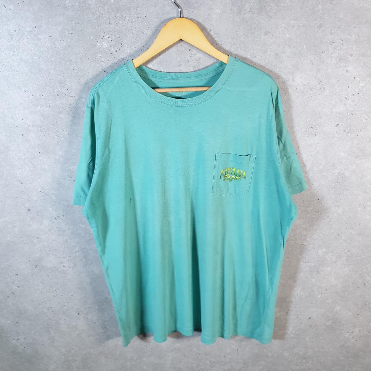 Vintage Iguana Lager Graphic Logo T Shirt Mens XL Blue Print Casual