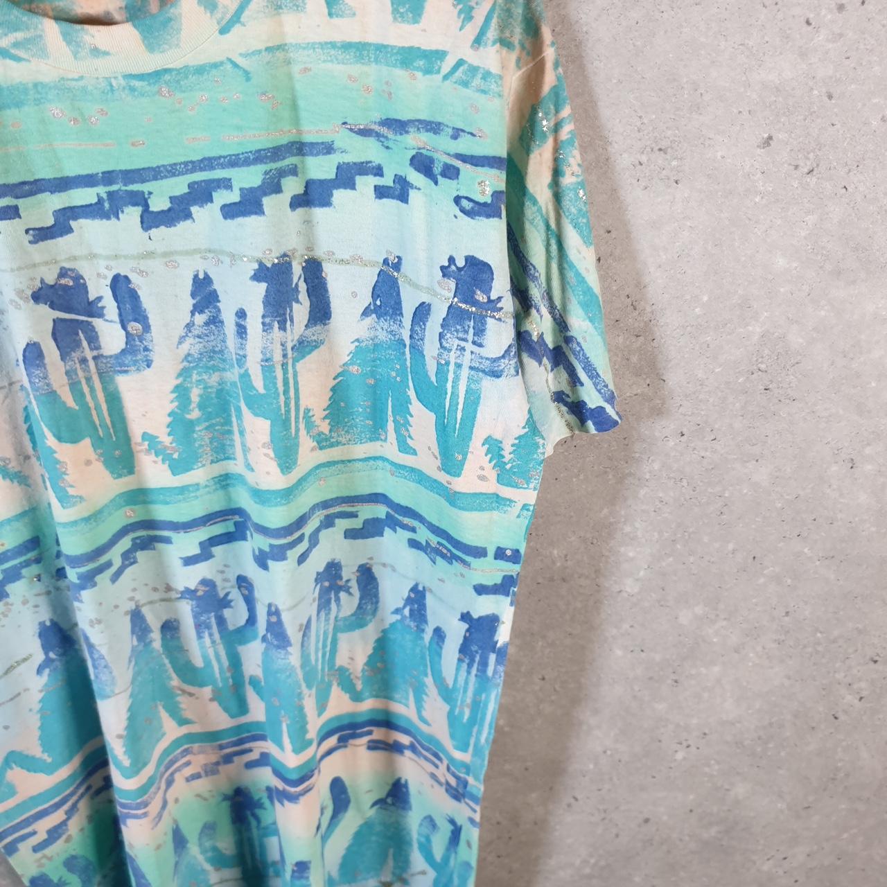 Vintage EZL Cactus Graphic Single Stitch 90s USA Single Stitch T Shirt Men’s Large Blue