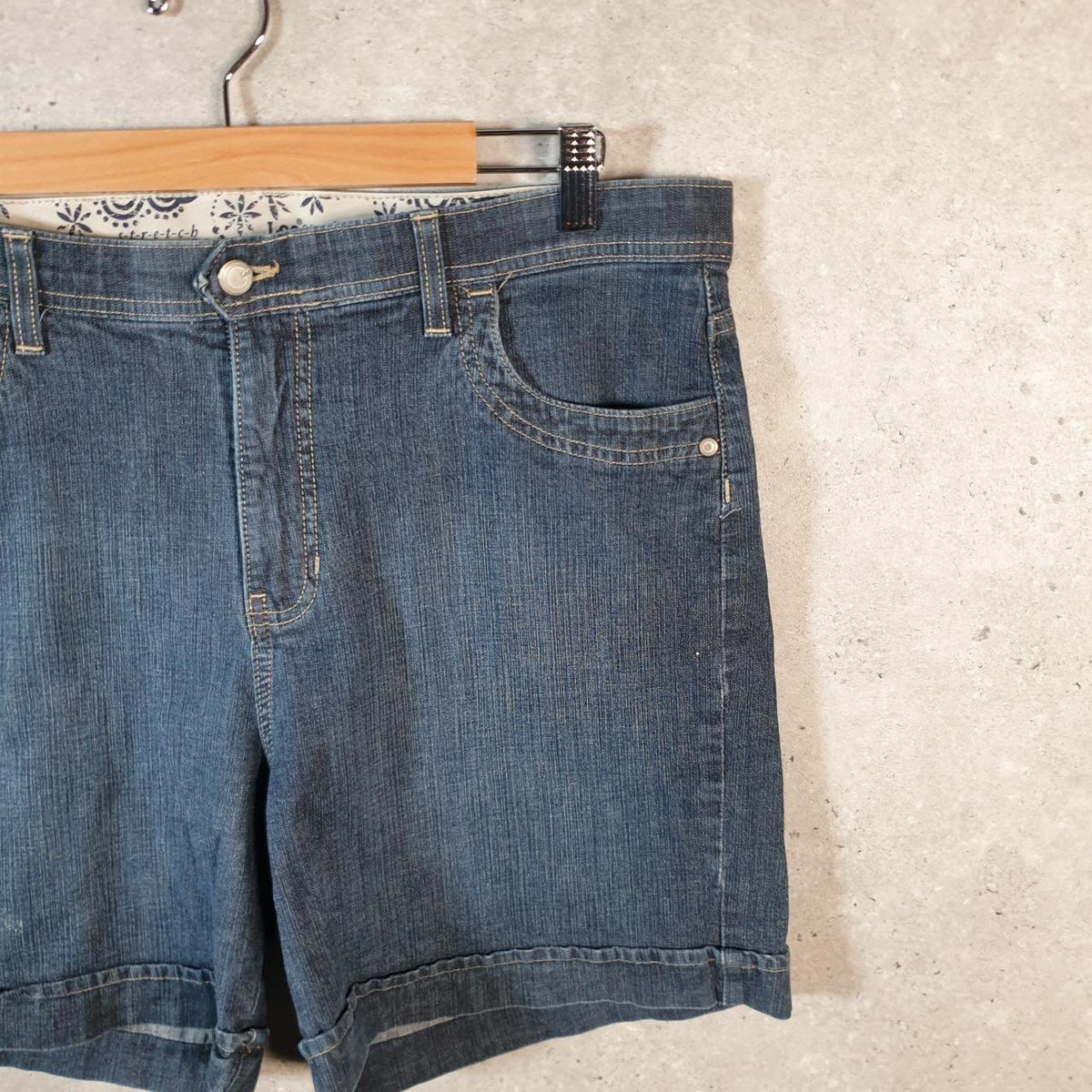Vintage Lee Baggy Shorts Jorts Cargo Womens W36 Blue Relaxed Denim