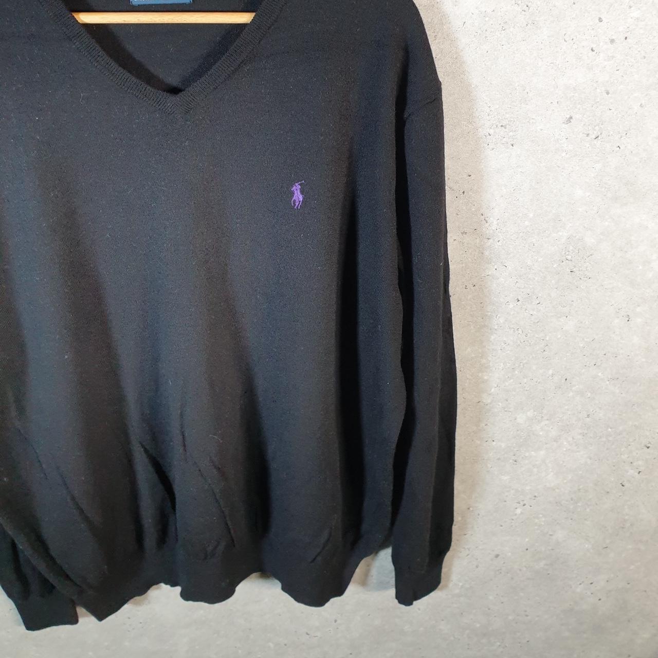 Vintage Ralph Lauren Polo Merino Wool Sweatshirt Men’s 2XL Black Cotton Pullover Pony