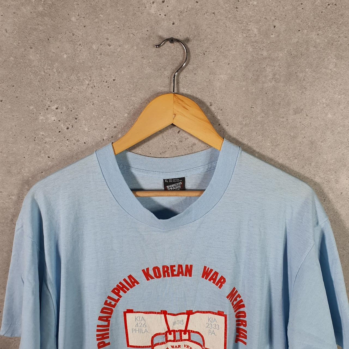 Vintage Screen Stars Best Philadelphia Korea War USA Single Stitch T Shirt Men’s XL Blue Big Fish Vintage