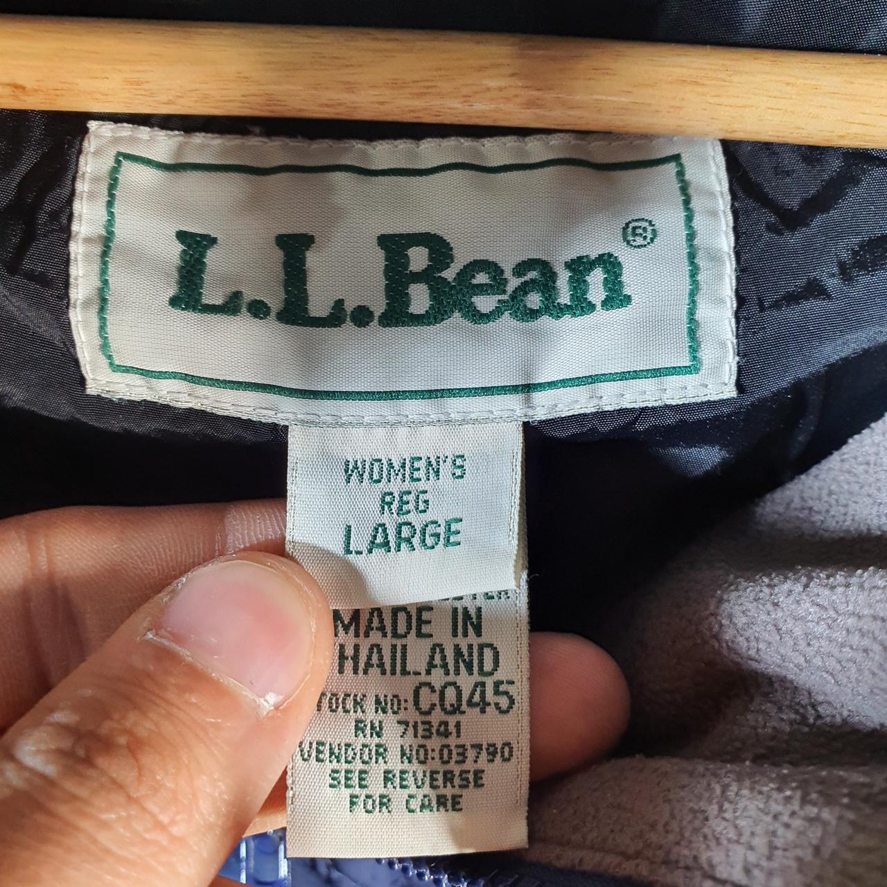 Vintage L.L. Bean Outdoors Jacket Womens Large Blue 1/4Button Waterproof Hooded