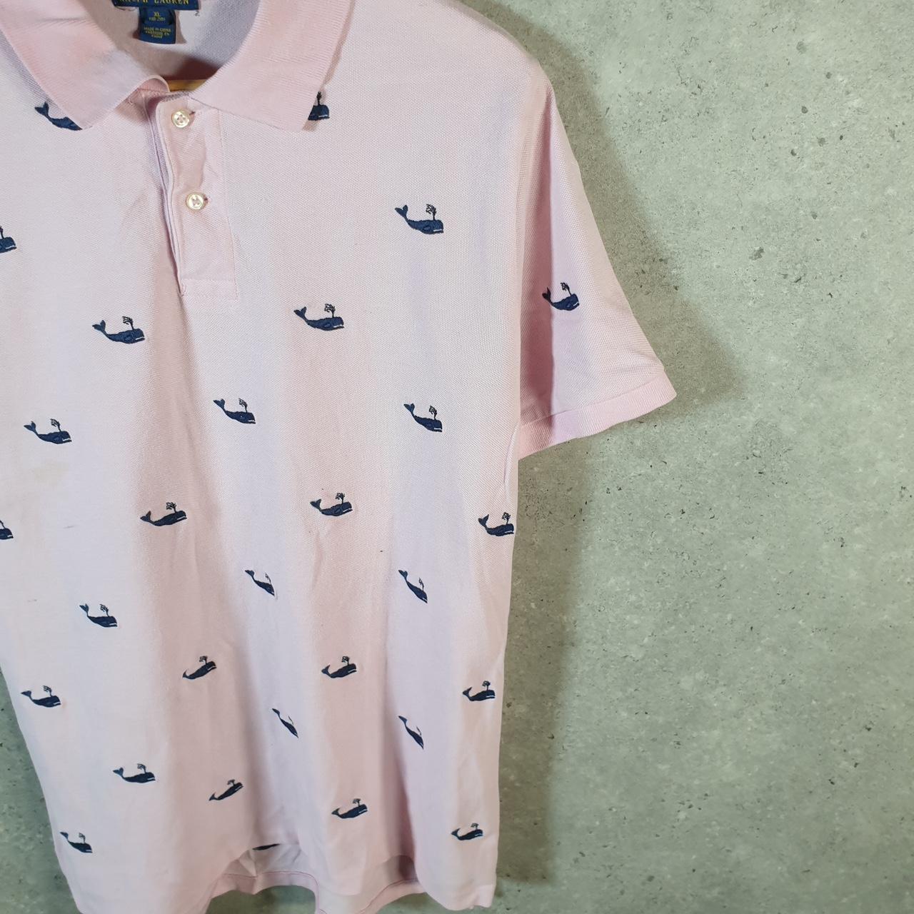 Vintage Ralph Lauren Polo Whale All Over Print Shirt Womens XL Pink Embroidered Pony