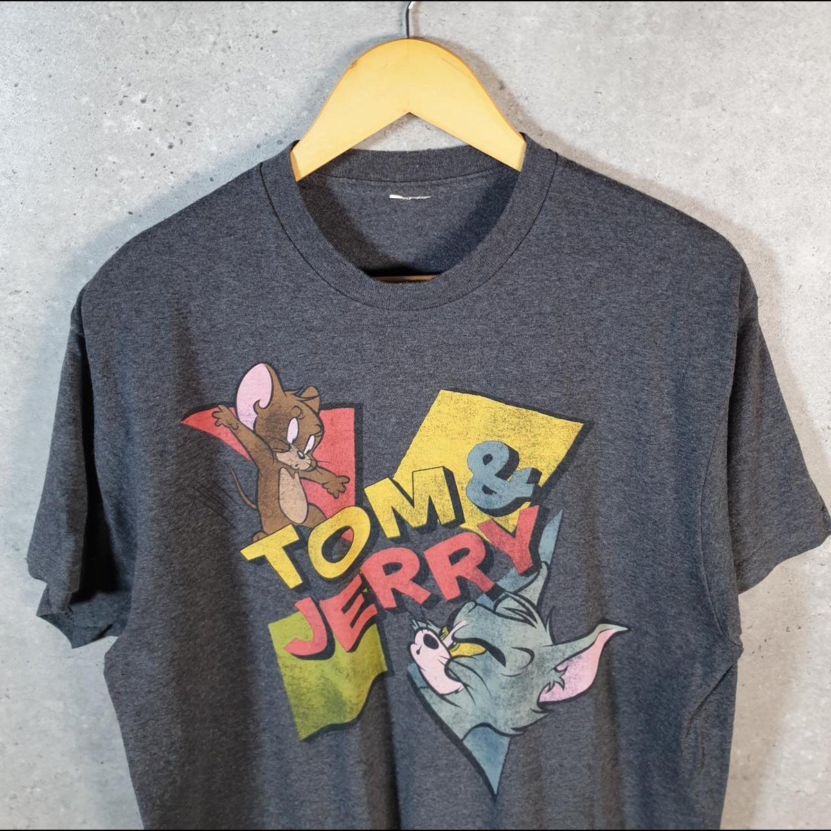 Vintage Tom & Jerry 90s T Shirt Shirt Men’s Medium Grey Graphic Cartoon C9963