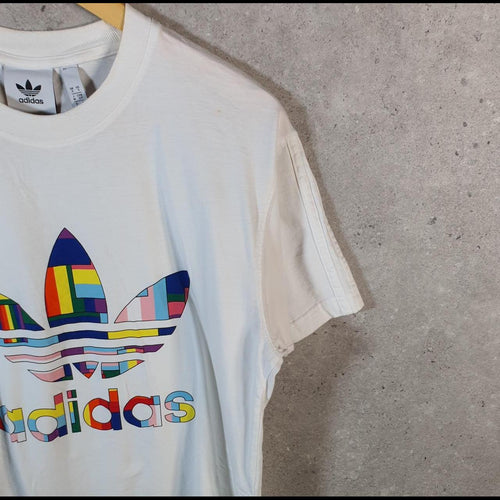 Vintage Adidas Trefoil Retro T Shirt Mens Small White Three Stripes Logo Athletic