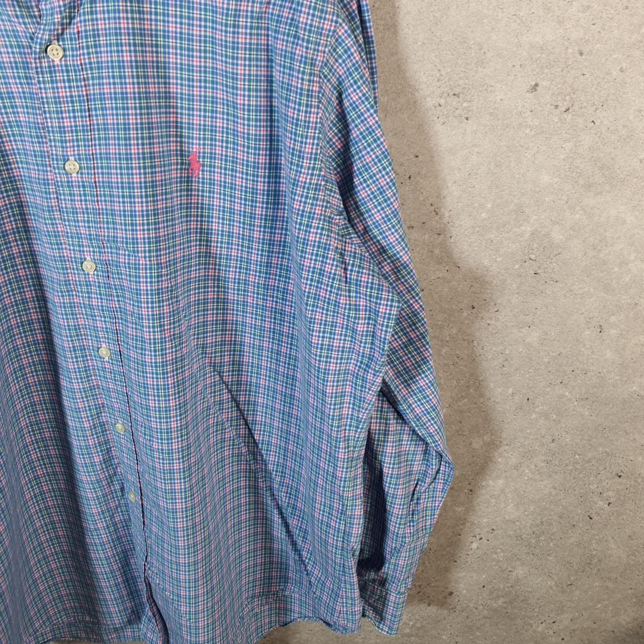 Vintage Ralph Lauren Button Down Shirt Men’s XL Blue Checkered Classic Fit Cotton Pony