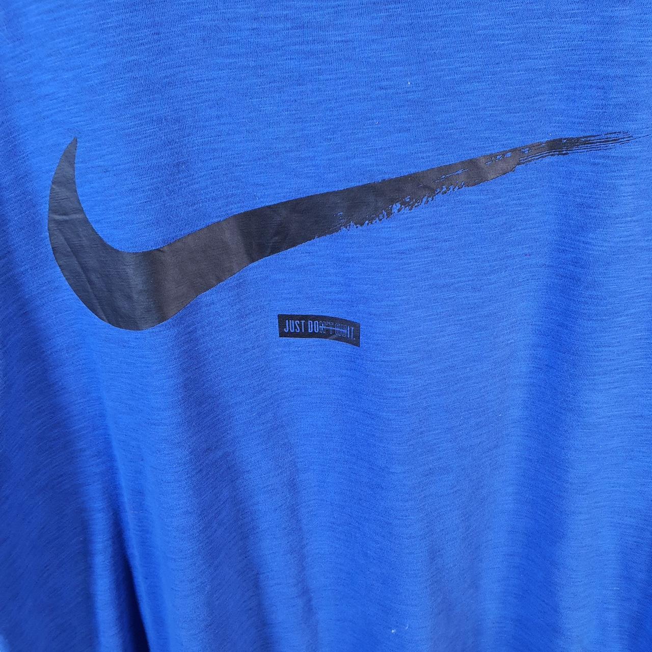 Vintage Nike Dri fit Just Do It T Shirt Mens Small Blue Printed Logo Swoosh Athletic