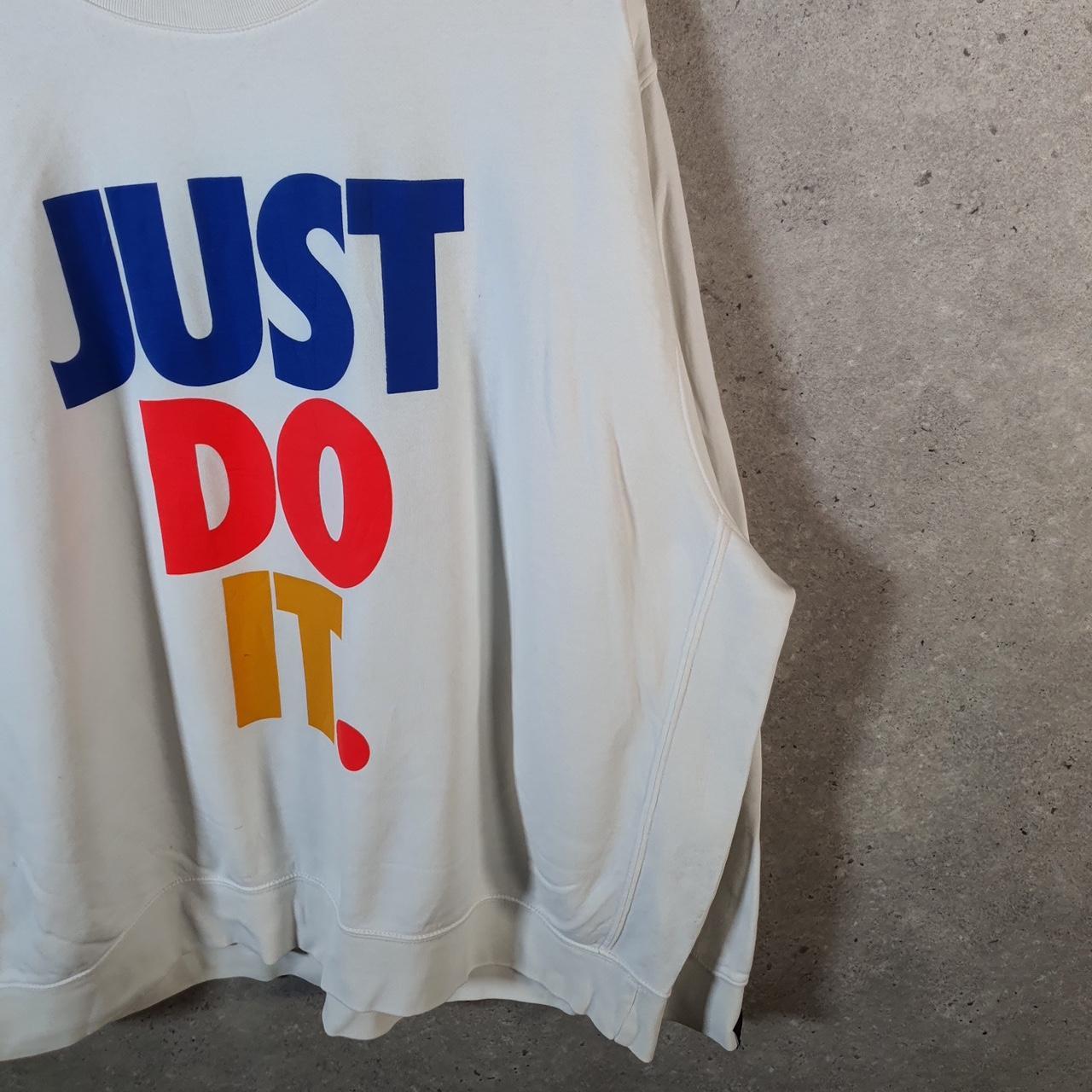 Vintage Nike Just Do It Sweatshirt Mens 2XL White Swoosh Y2K Pullover Logo