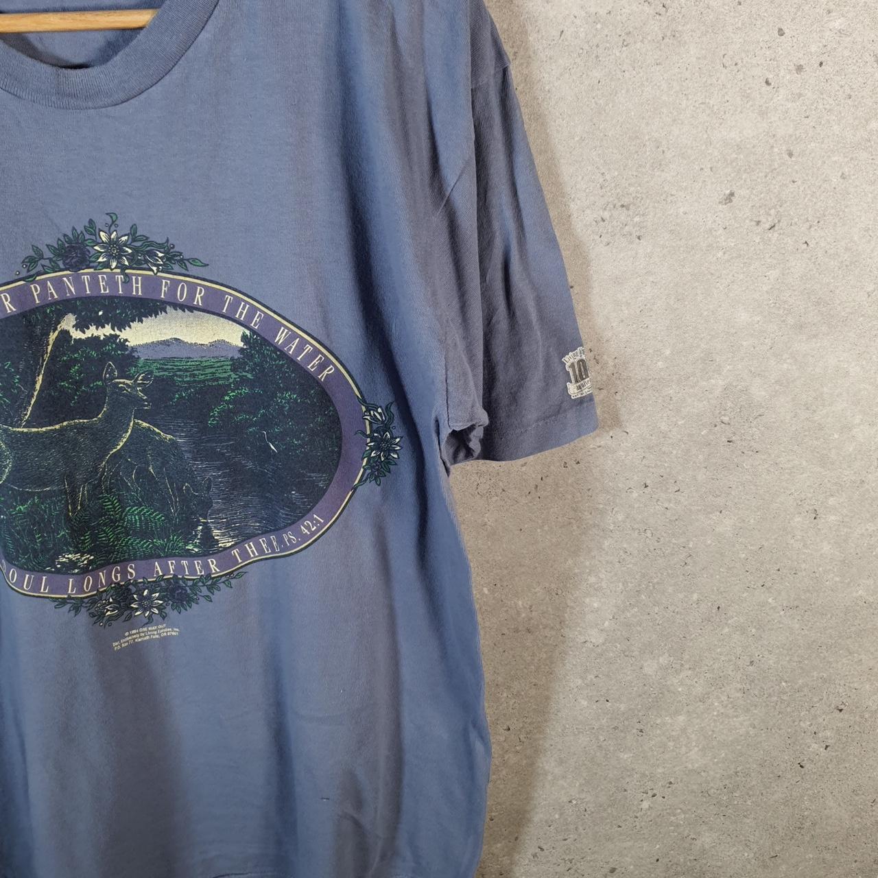 Vintage Gildan 1994 Deer Graphic USA Single Stitch T Shirt Men’s Large Blue