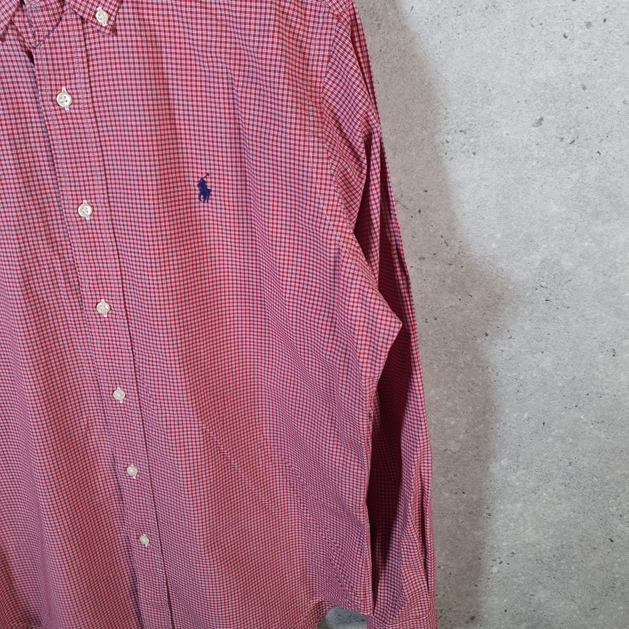 Vintage Ralph Lauren Button Down Shirt Men’s Large Checkered Red Classic Fit Cotton Pony