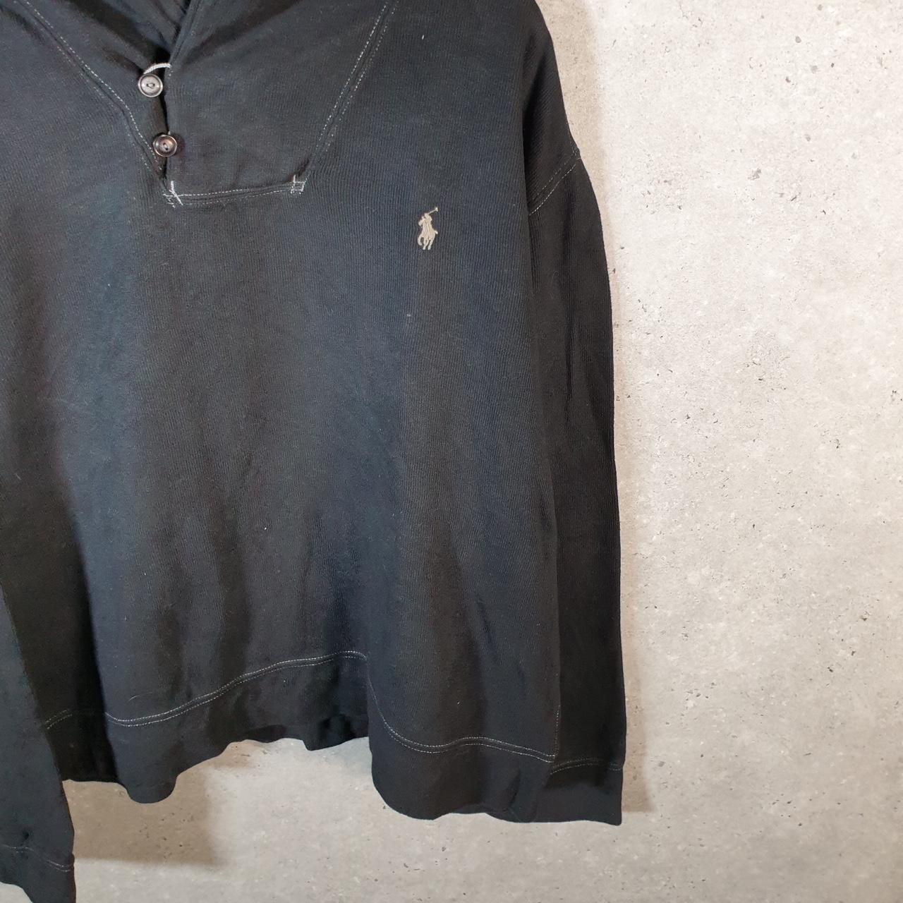 Vintage Ralph Lauren Polo 1/4 Button Sweatshirt Men’s  2XL Black Cotton Pullover Pony