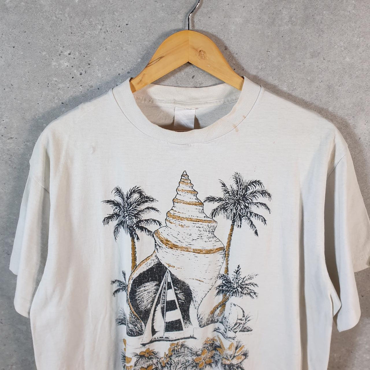Vintage Atlantic Beach USA Single Stitch T Shirt Men’s Medium White C8130