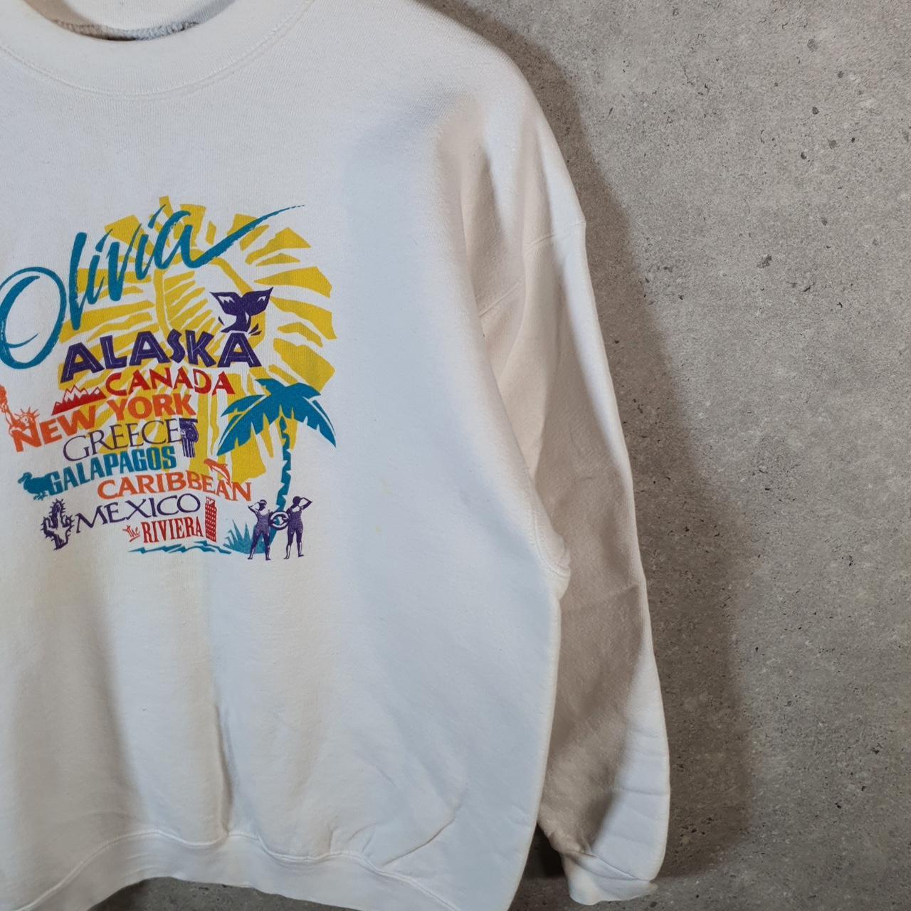 Vintage Lee Ultraweight Sweatshirt Men’s Medium White USA Olivia Alaska Holiday New York