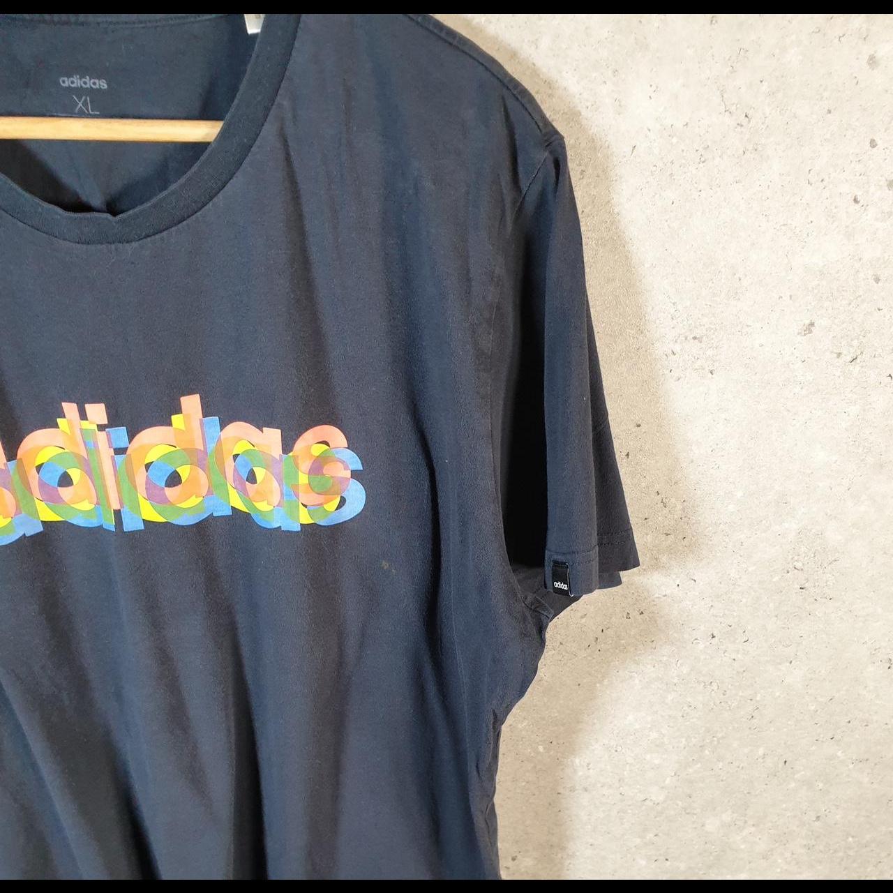 Vintage Adidas Spellout T Shirt Men’s XL Black Three Stripes Logo Athletic