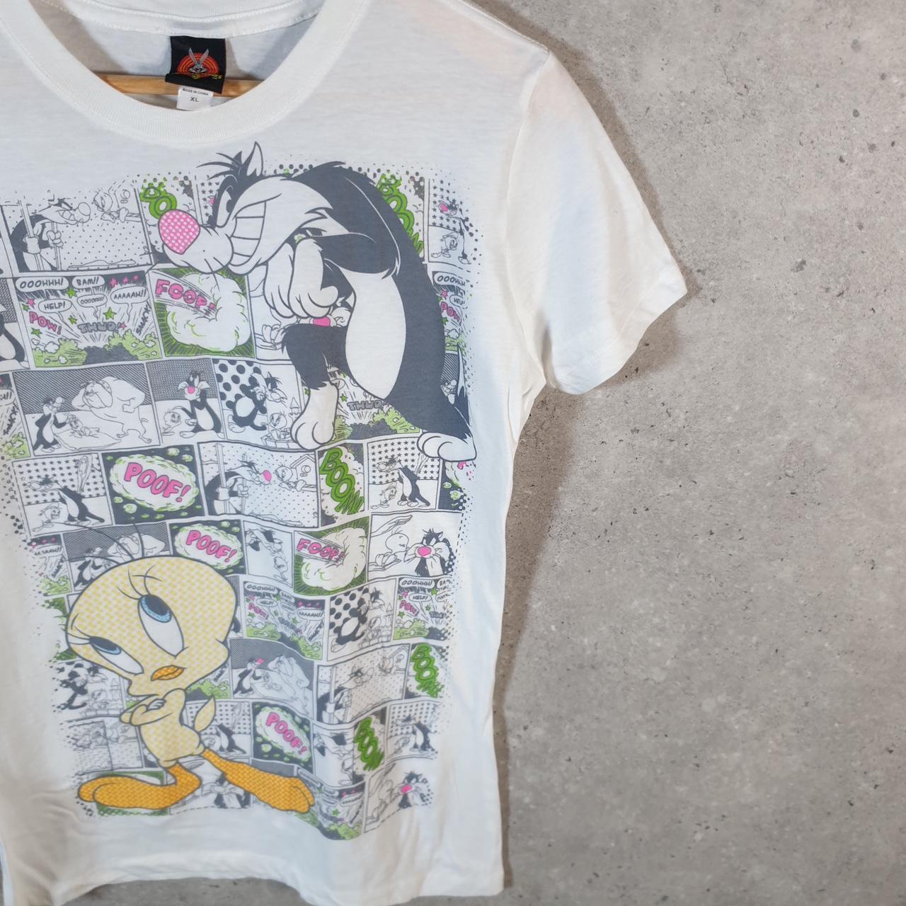 Vintage Looney Tunes Tweety & Sylvester 90s T Shirt Womens XL White Graphic