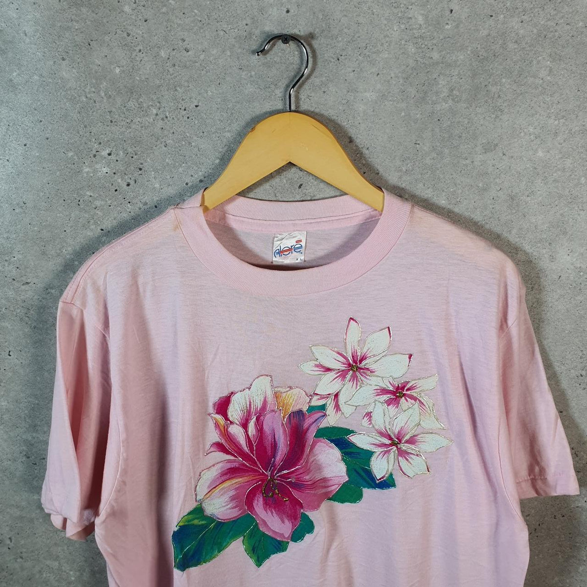 Vintage Alore Flowers Plants 90s Graphic USA Single Stitch T Shirt Men’s XL Pink