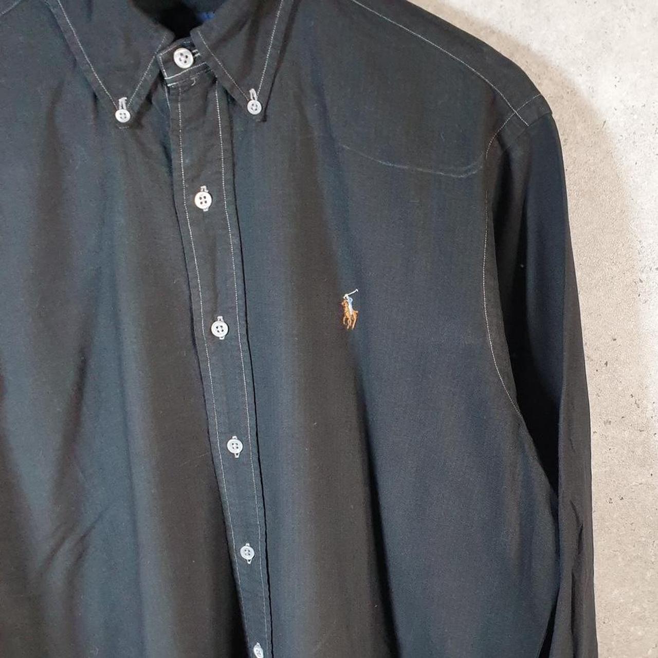 Vintage Ralph Lauren Button Down Shirt Men’s Large Black Custom Fit Cotton Pony