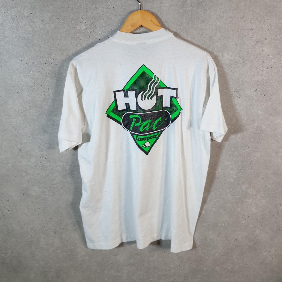 Vintage Screen Stars Carapace Hot PAC 90s USA Single Stitch T Shirt Men’s XL White C8150