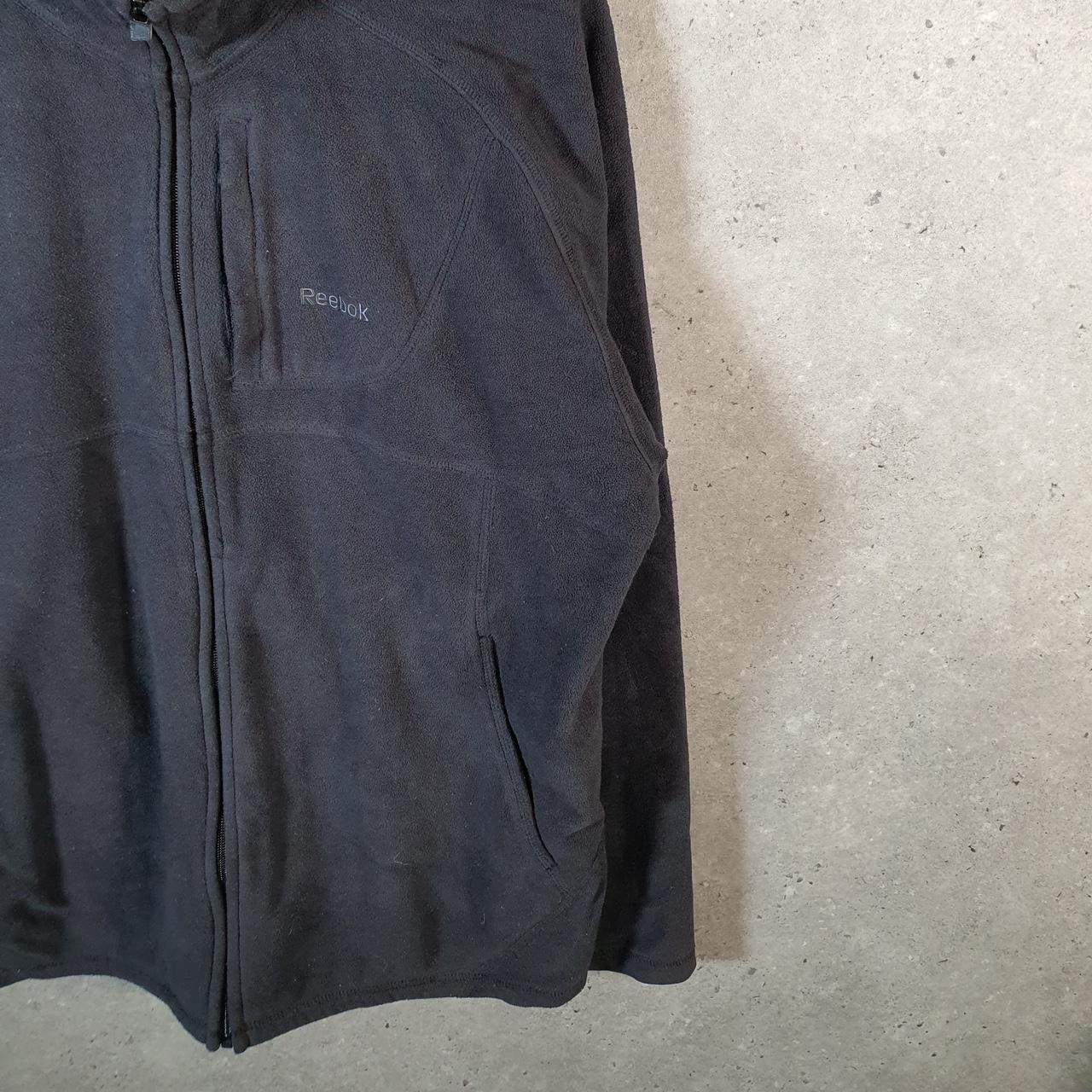 Reebok Full Zip Fleece Sweatshirt Mens Medium Black Embroidered Logo