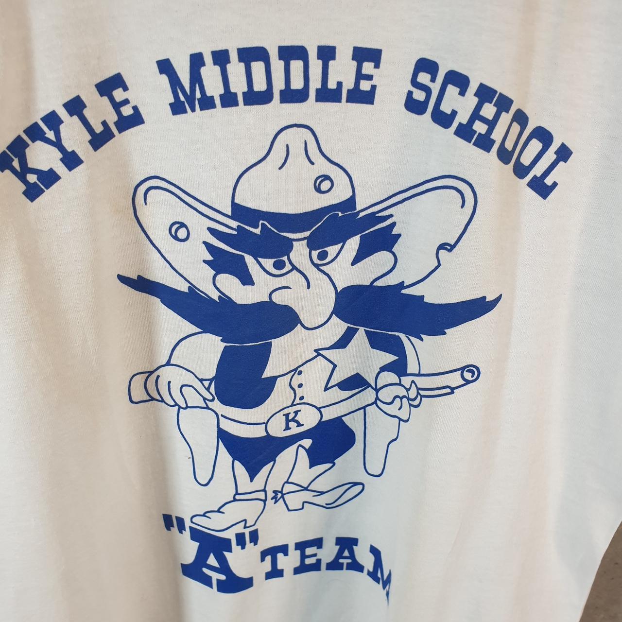 Vintage Screen Stars Kyle Middle School A Team USA Single Stitch T Shirt Men’s Medium White