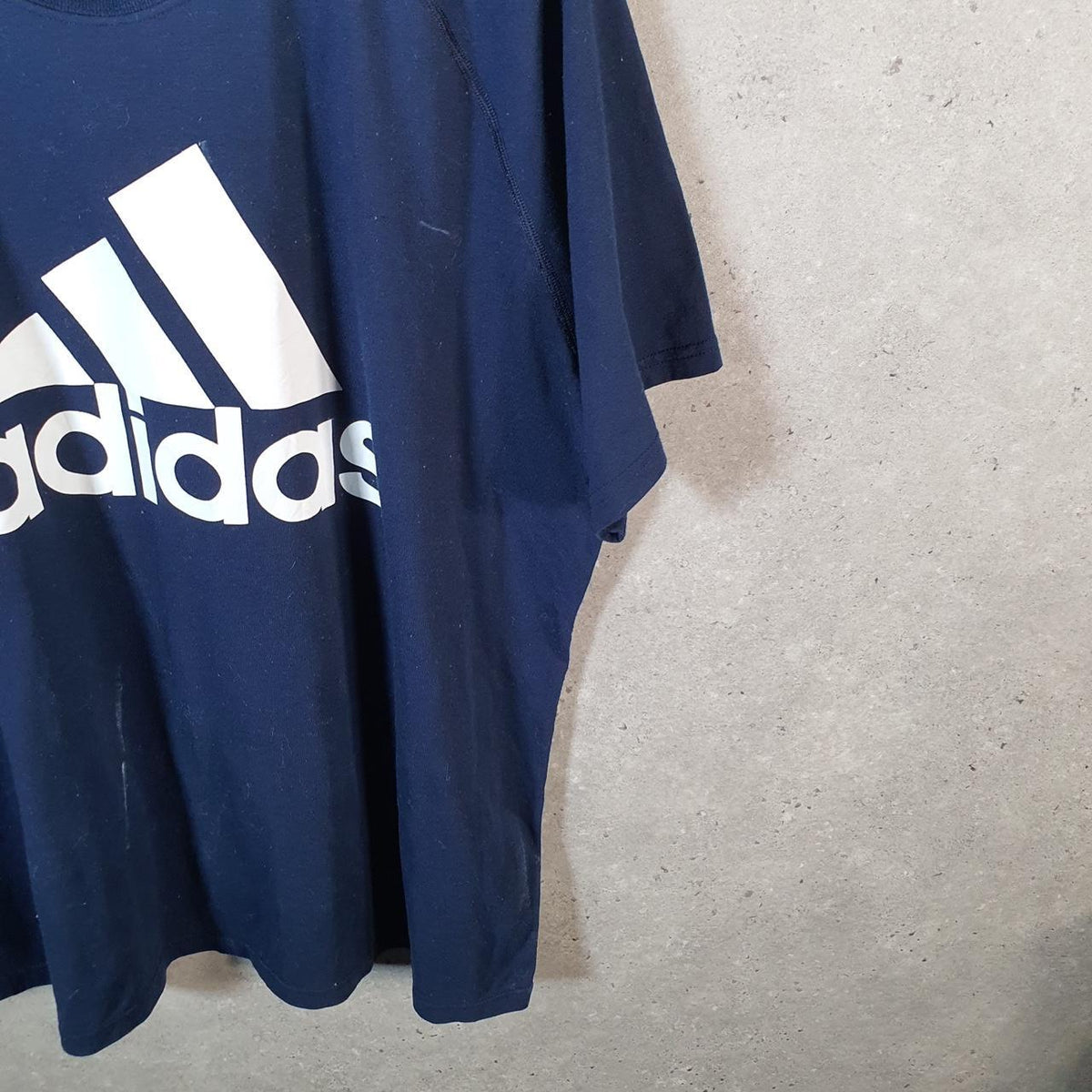 Vintage Adidas Ultimate T Shirt Men’s 2XL Navy Blue Three Stripes Logo Athletic
