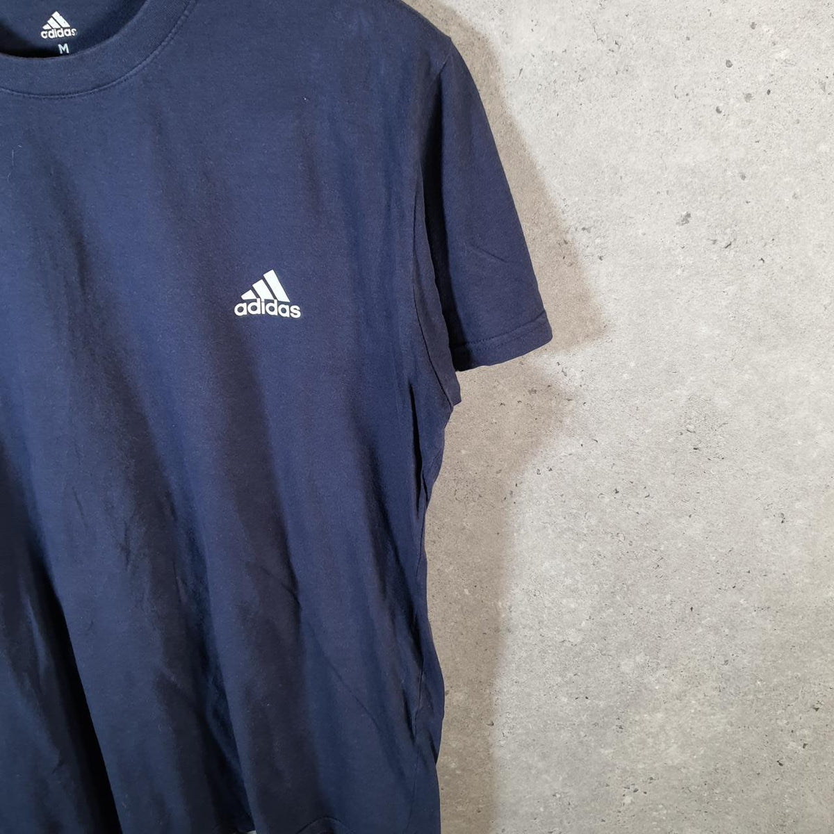 Vintage Adidas Golf T Shirt Shirt Men’s Medium Navy Blue Three Stripes Logo Athletic