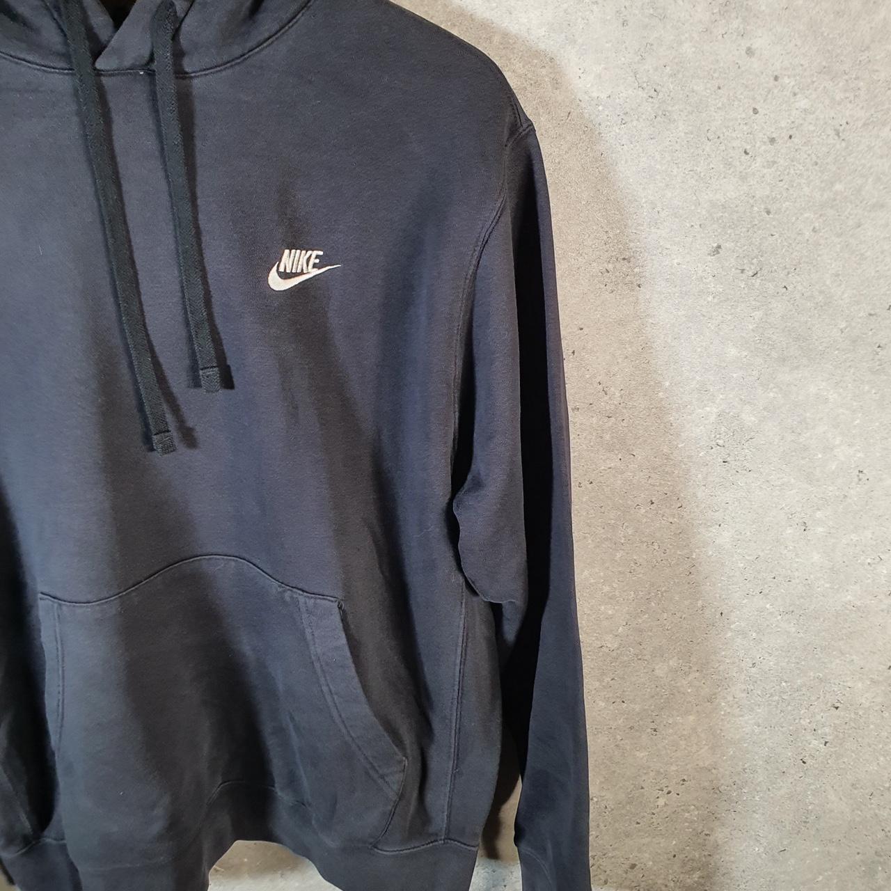 Vintage Nike Club Embroidered Hoodie Men’s Medium Black Swoosh Y2K Pullover Logo