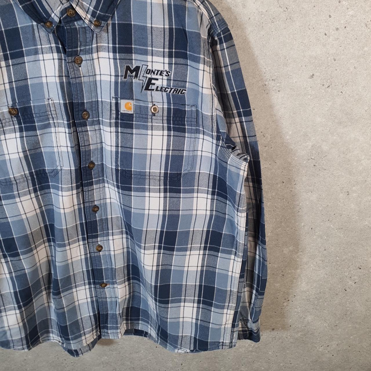 Vintage Carhartt Shirt Button Down Mens Large Blue Long Sleeve Utility Relaxed Fit