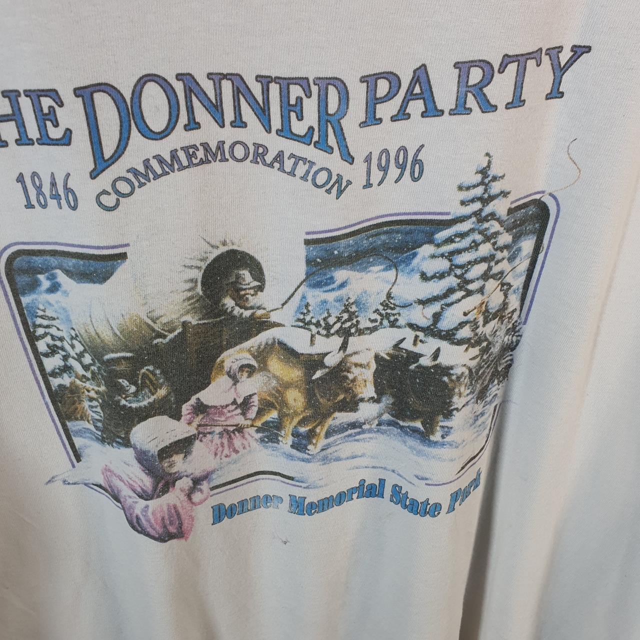 Vintage Donner State Party 1996 USA Single Stitch T Shirt Men’s Large White