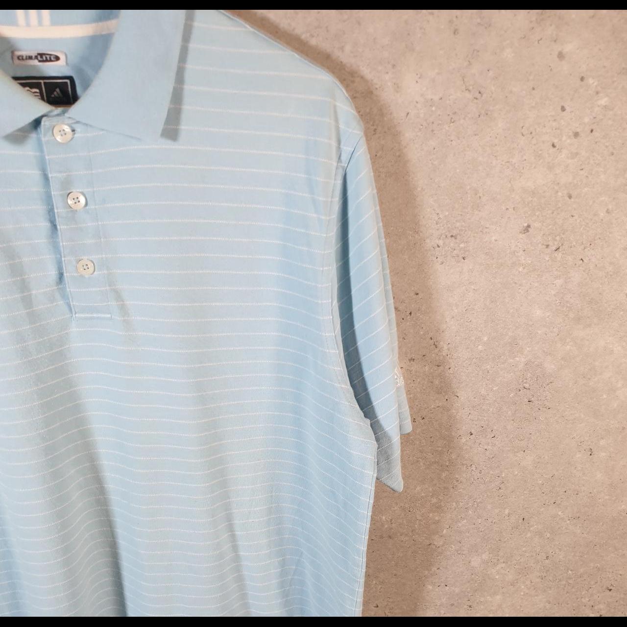 Vintage Adidas Climalite Polo Shirt Men’s Medium Striped Blue Three Stripes Athletic