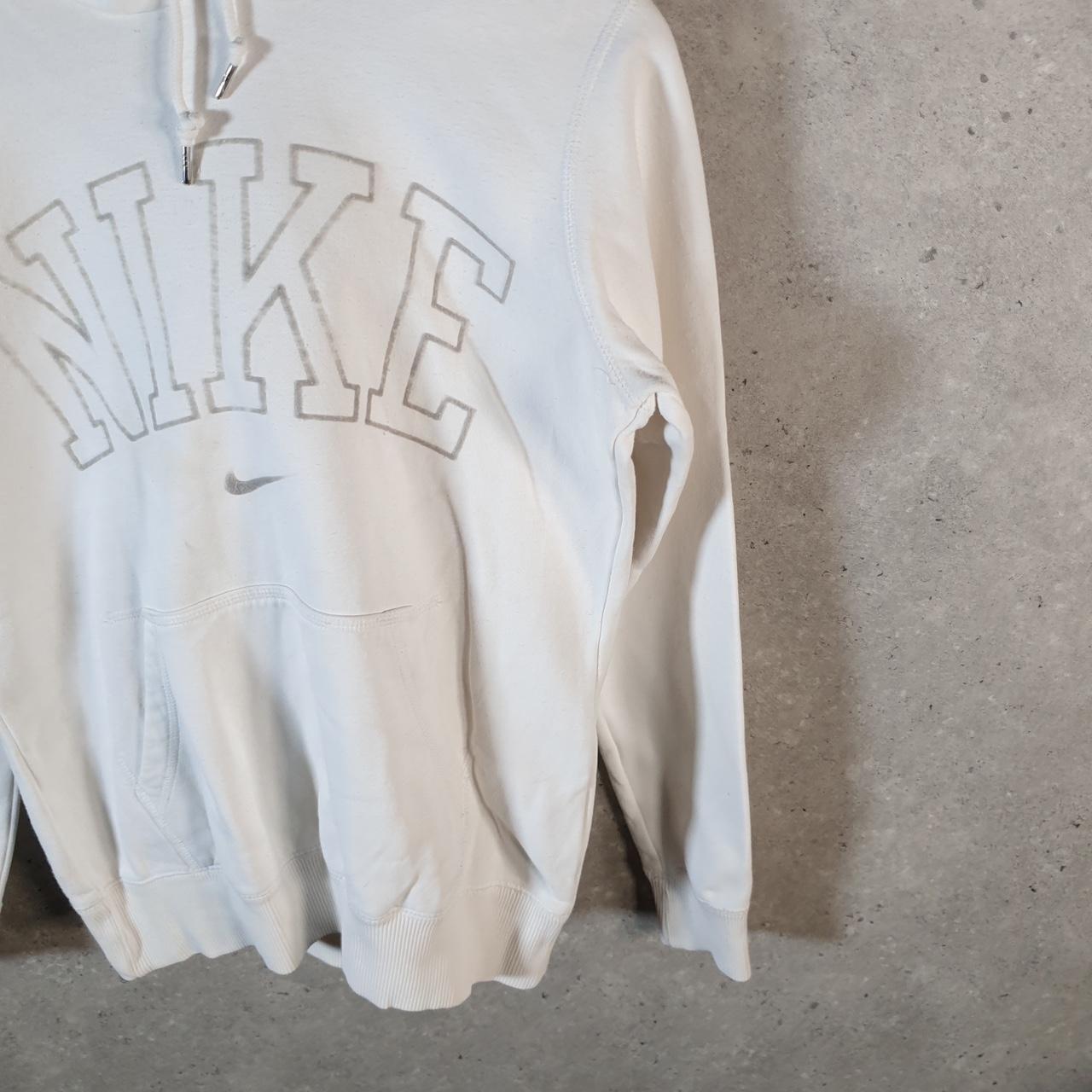 Vintage Nike Spellout Hoodie Womens Small White Swoosh Y2K Pullover