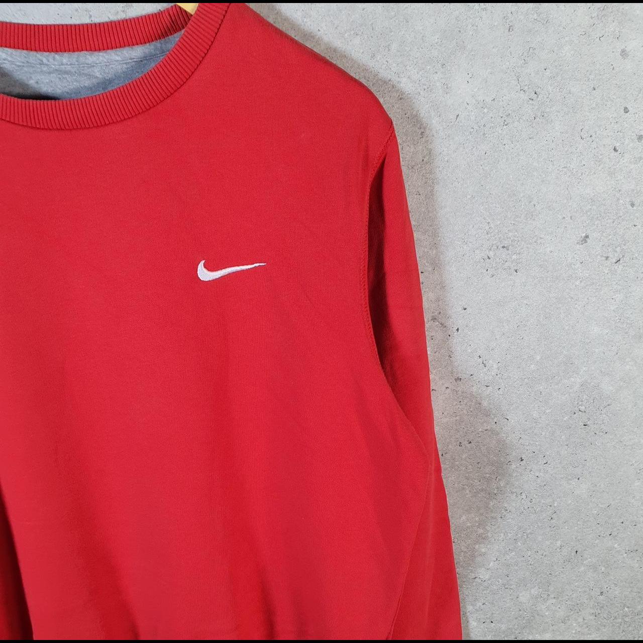 Vintage Nike Sweatshirt Mens Medium Red Single Swoosh Y2K Pullover Embroidered Logo
