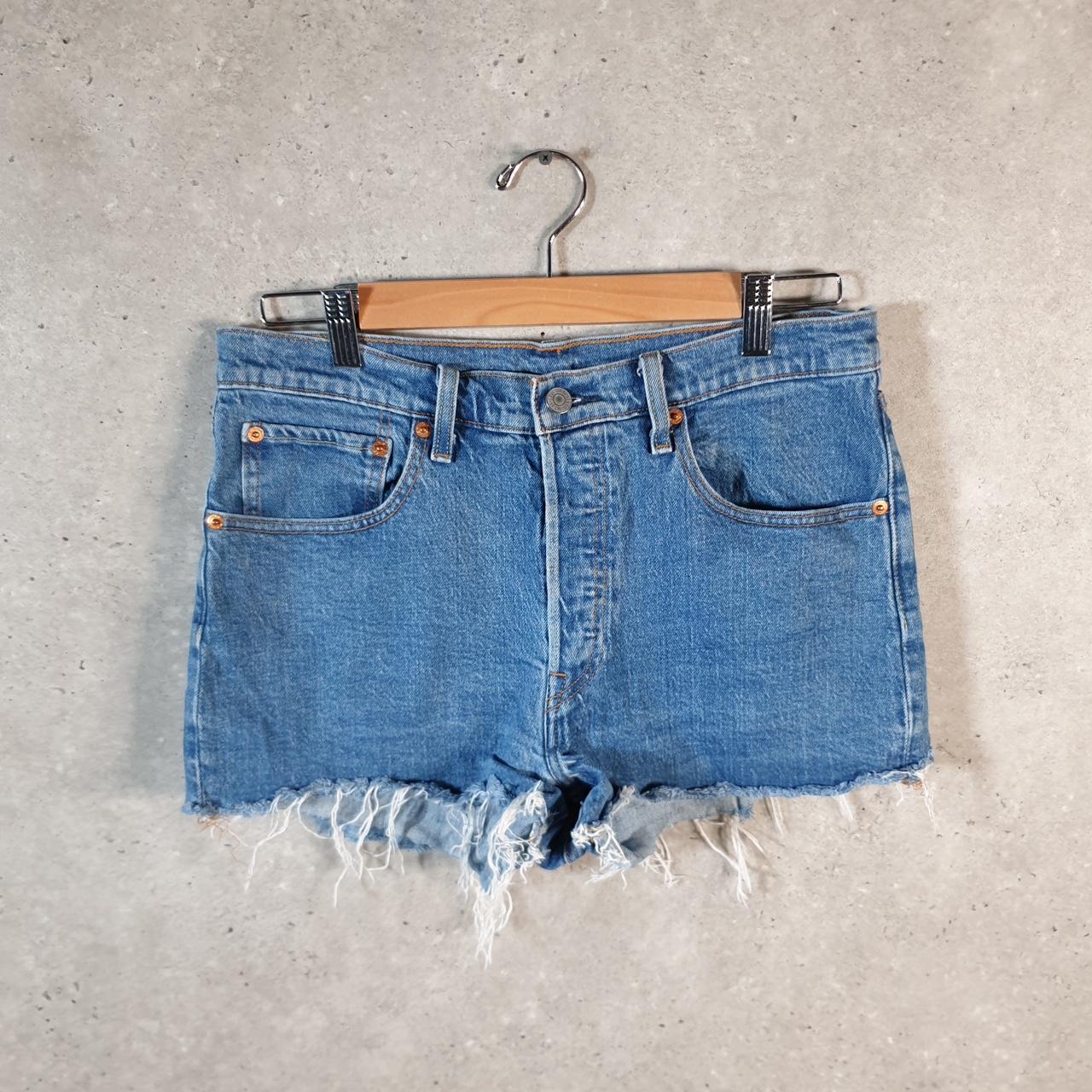 Vintage Levi’s 501 Cut Off Baggy Shorts Jorts Cargo Womens W31 Blue Relaxed Denim