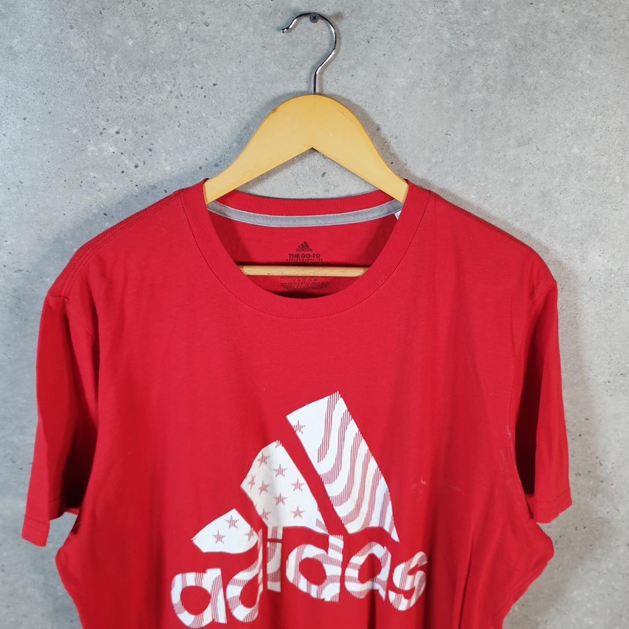 Vintage Adidas Go Tee T Shirt Shirt Men’s XL Red Three Stripes Logo Athletic C9925