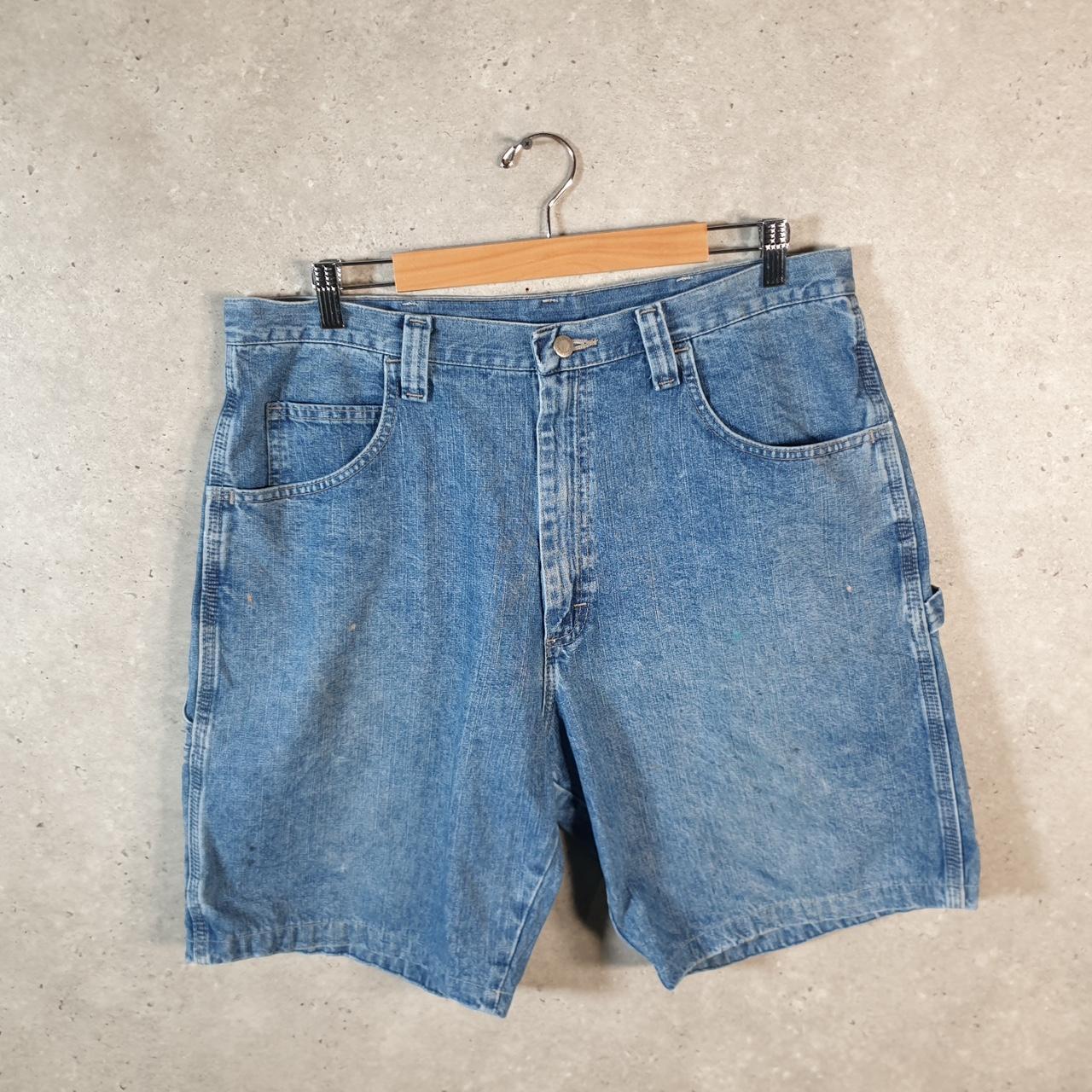 Vintage Wrangler Denim Shorts Jorts Cargo Men’s W36 Blue Baggy Cotton