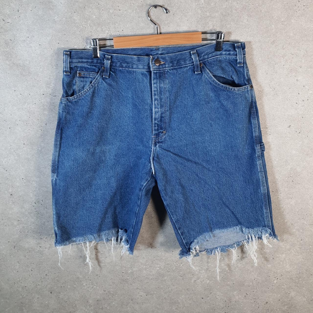 Vintage Dickies Baggy Denim Jean Shorts Jorts Cargo Mens W38 Blue Loose Fit