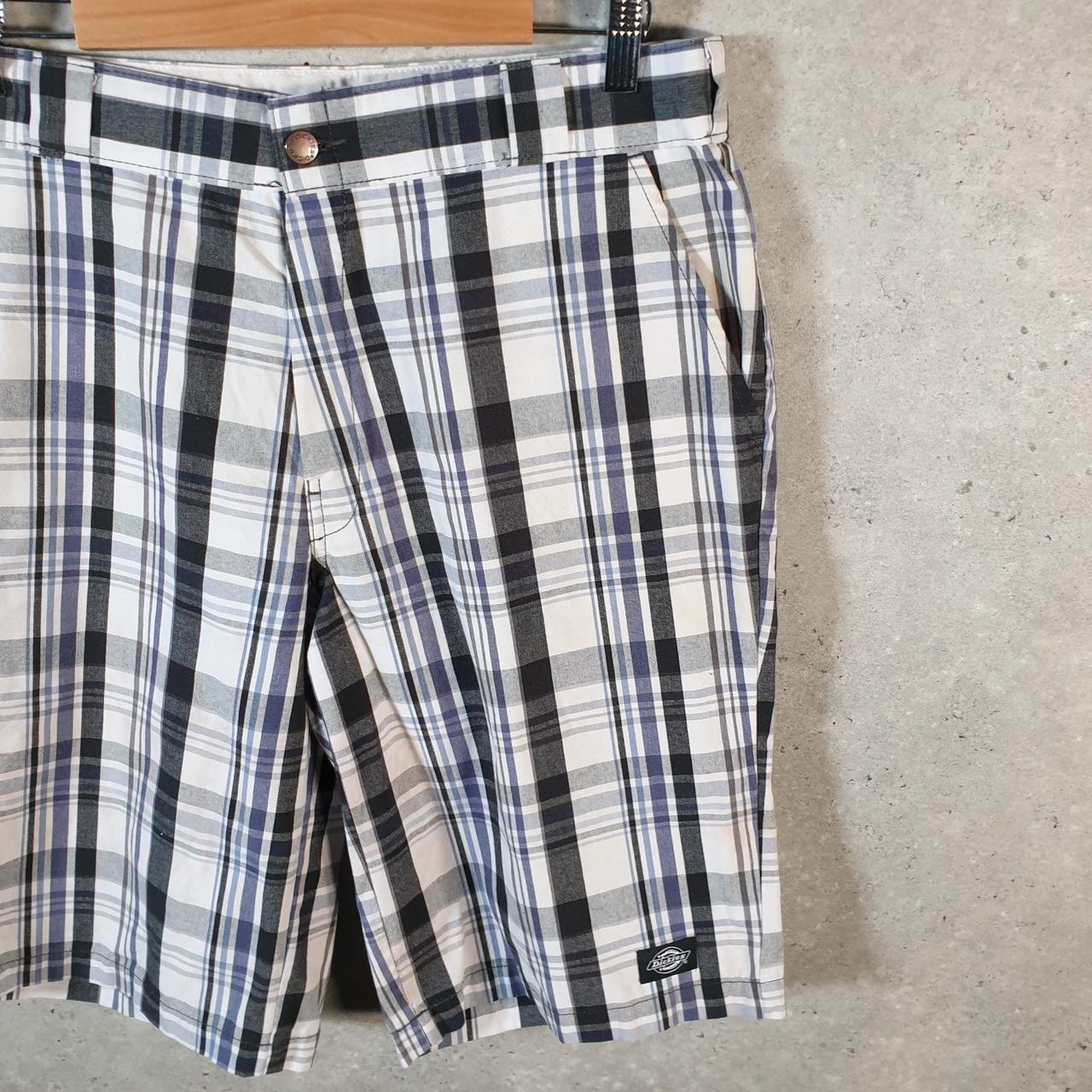 Vintage Dickies Baggy Chino Shorts Jorts Cargo Mens W34 Grey Checkered Regular Fit