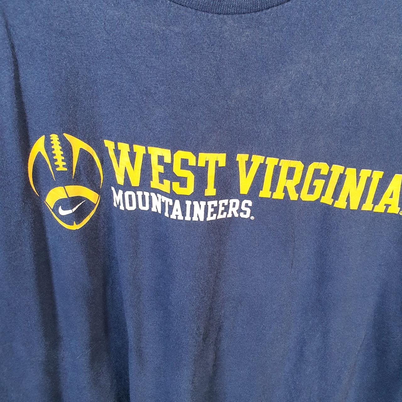 Vintage Nike Team West Virginia Mountaineers T Shirt Mens Large Blue Logo Swoosh