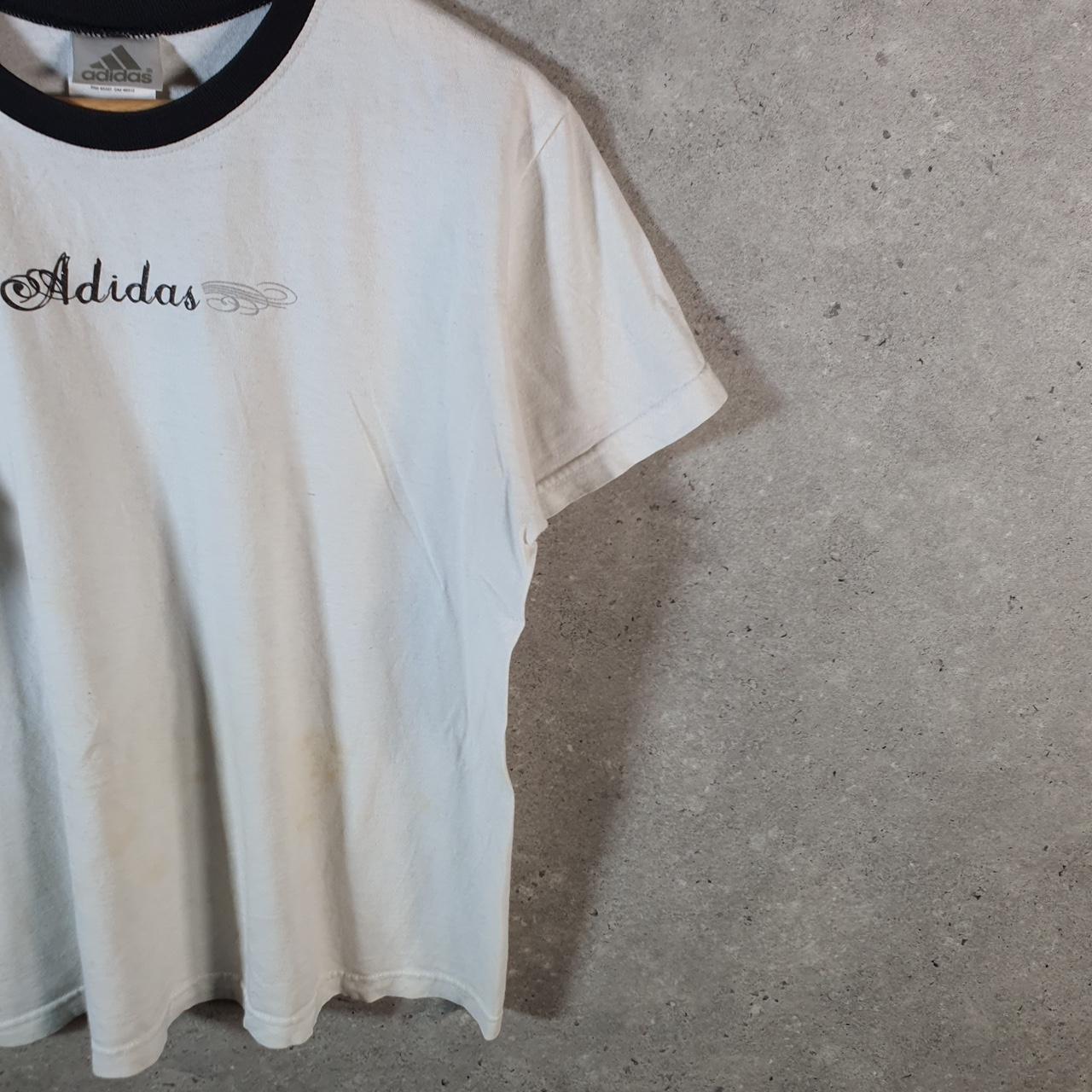 Vintage Adidas Spellout 90s Retro T Shirt Womens Large White Logo Athletic