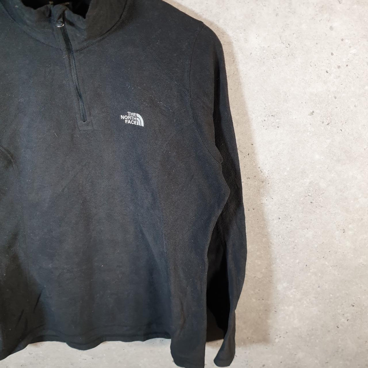 Vintage The North Face TNF Teddy Fleece Sweatshirt  Womens Large Black 1/4 Zip Logo