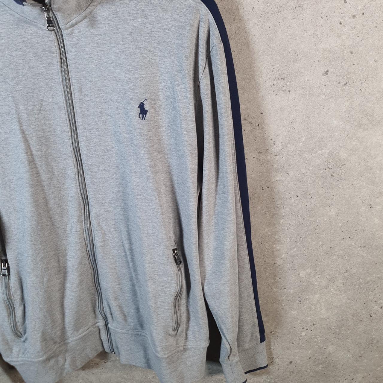 Vintage Ralph Lauren Polo Sweatshirt Men’s Large Grey Cotton Full Zip Pony