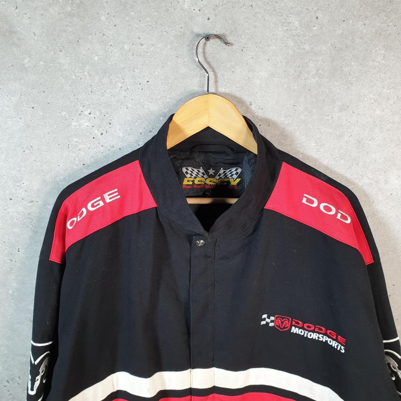 Vintage Nascar Dodge Motorsports Bomber Jacket Men’s Large Black Motorcyle Biker USA Big Fish Vintage