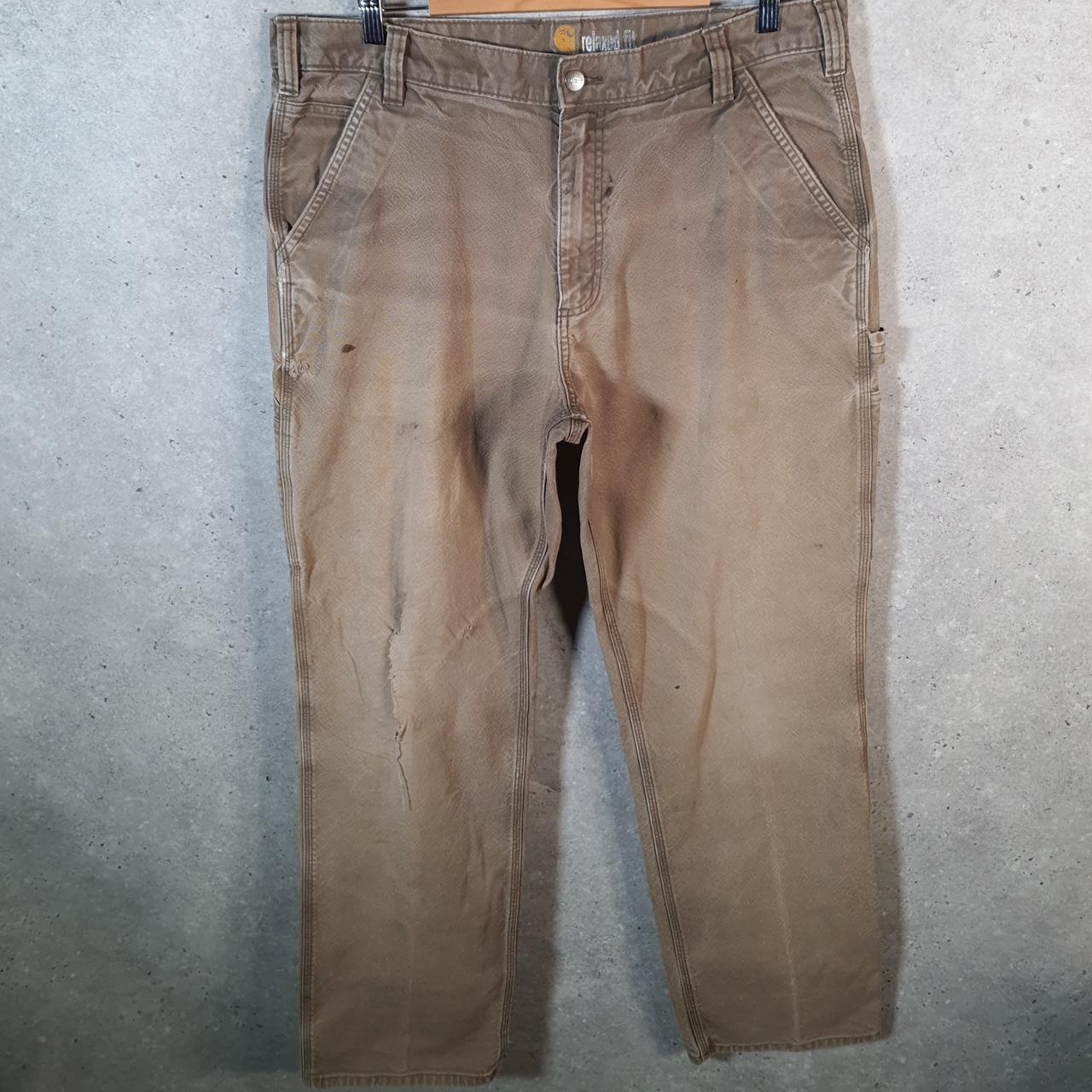 Vintage Carhartt Carpenter Trousers Mens W38 L32 Brown Relaxed Fit Workwear