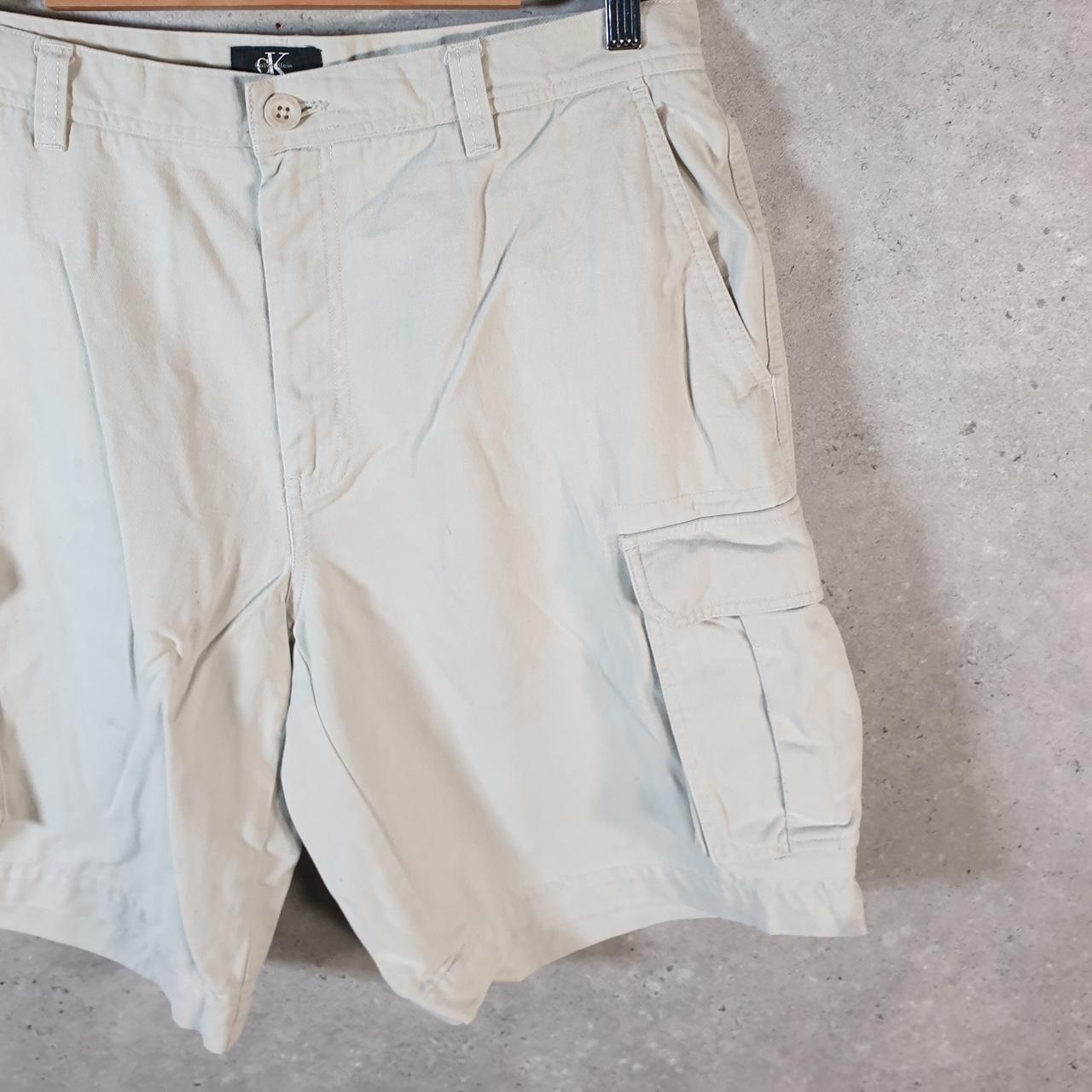 Vintage Calvin Klein Baggy Shorts Jorts Cargo Mens W36 Beige Relaxed Cotton