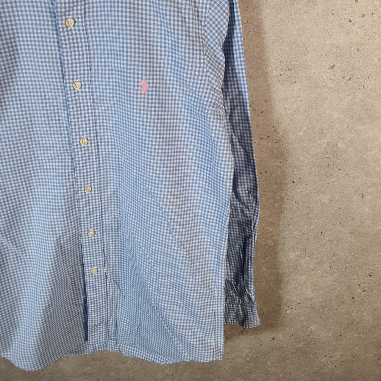 Vintage Ralph Lauren Button Down Shirt Men’s Small Blue Checkered Custom Fit Pony