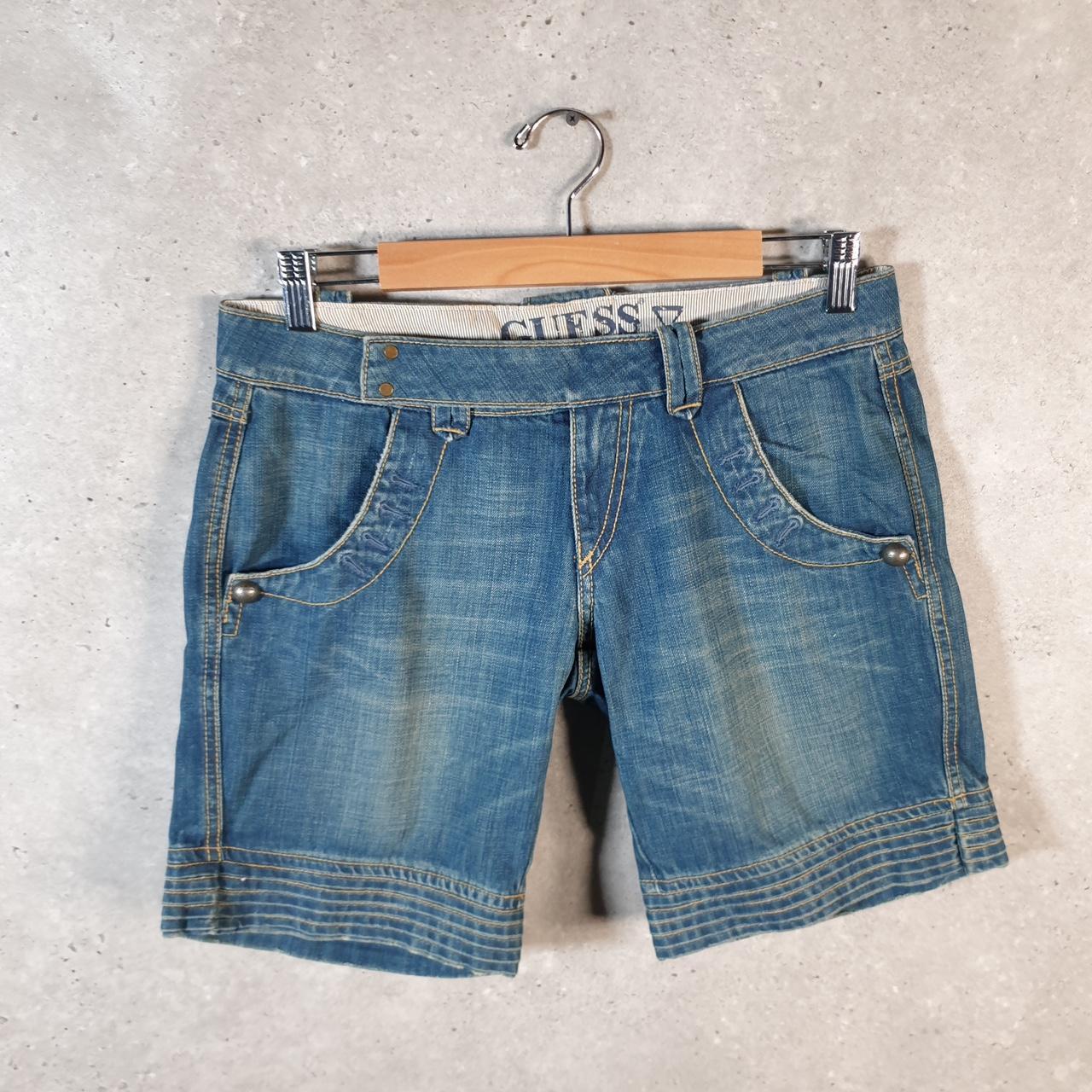 Vintage Guess Denim Shorts Jorts Cargo Men’s W32 Blue Embroidered Baggy Cotton A5260