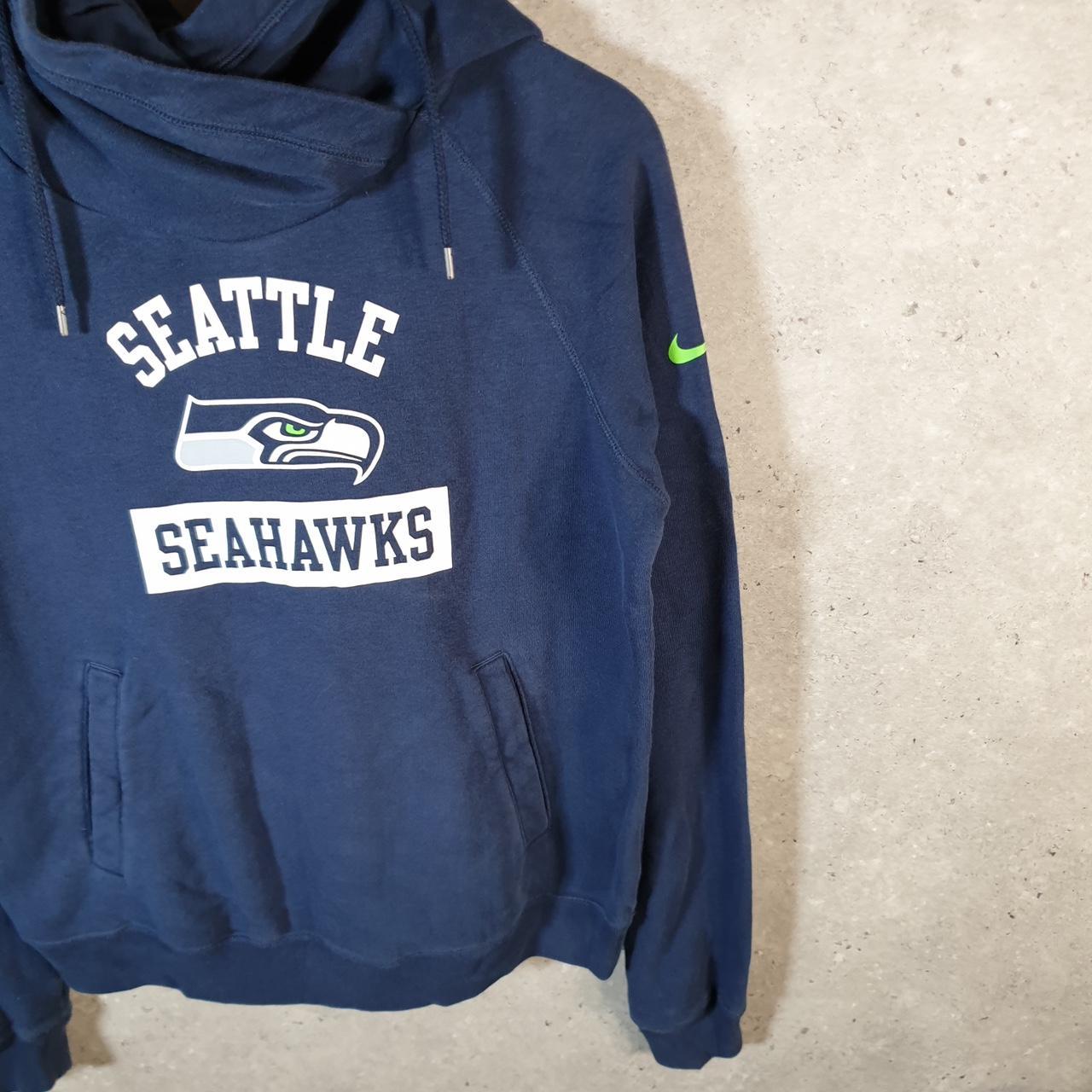 Vintage NFL Nike Seattle Seahawks Hoodie Womens Medium Blue Pullover USA Pro Sport