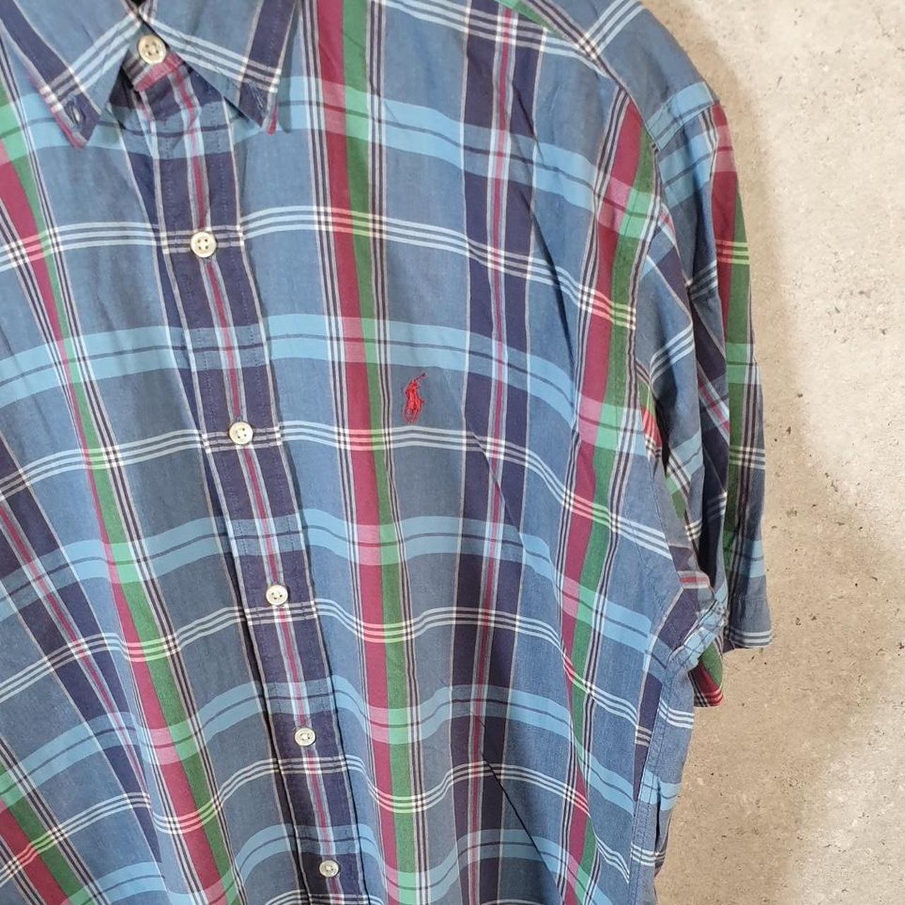 Vintage Ralph Lauren Button Down Shirt Men’s Medium Blue Checkered Blake Fit Cotton Pony