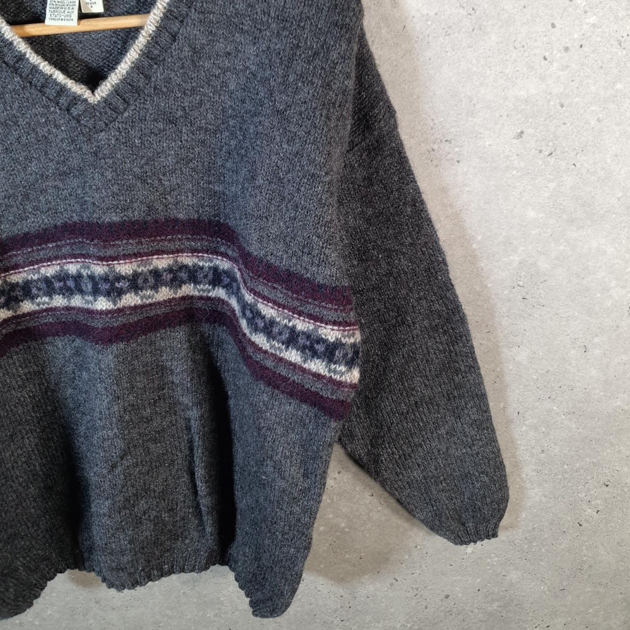 Vintage Eddie Bauer Knit Sweater Womens Large Grey Y2K Pullover Wool