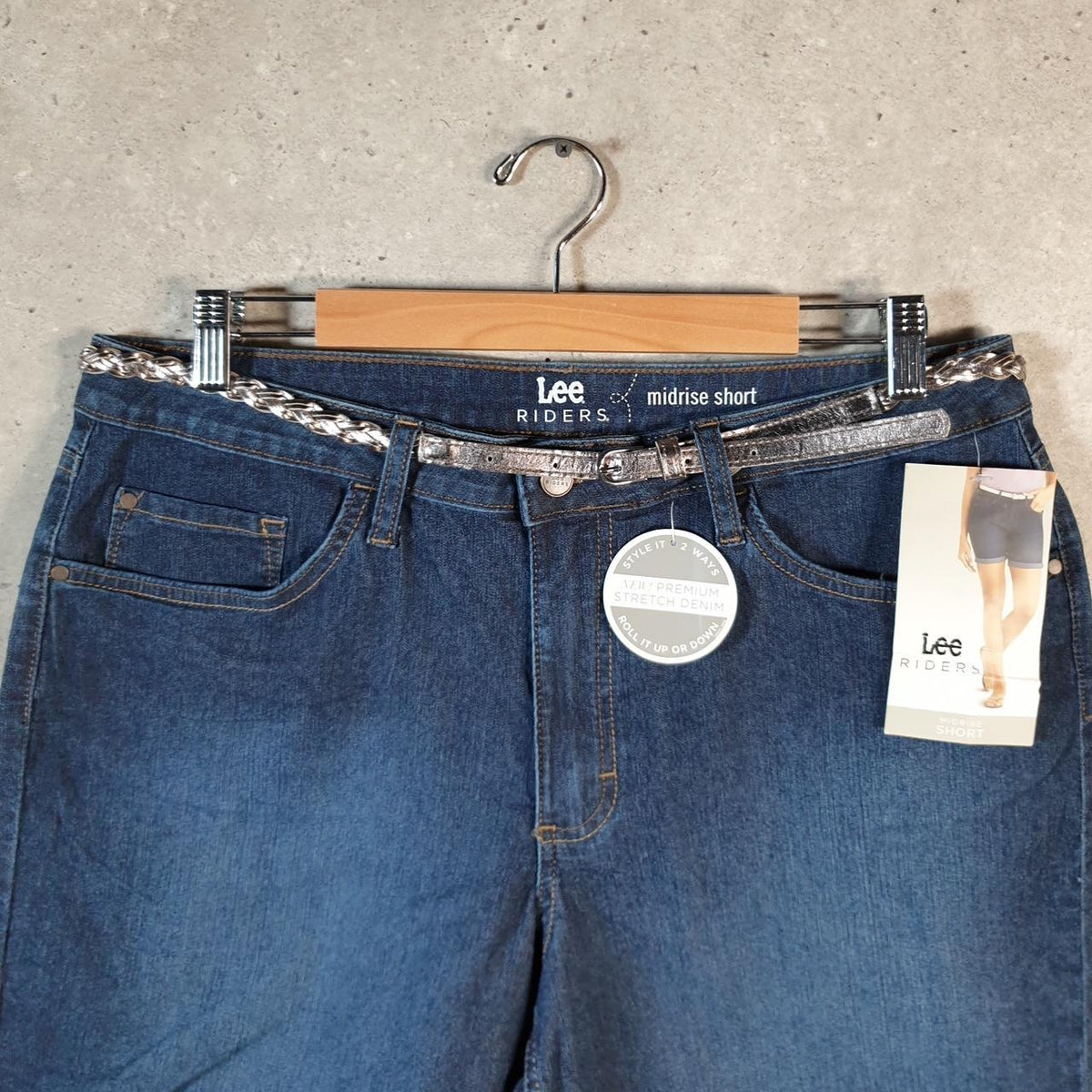 Vintage Lee Baggy Shorts Jorts Cargo Womens W36 Blue Relaxed Denim
